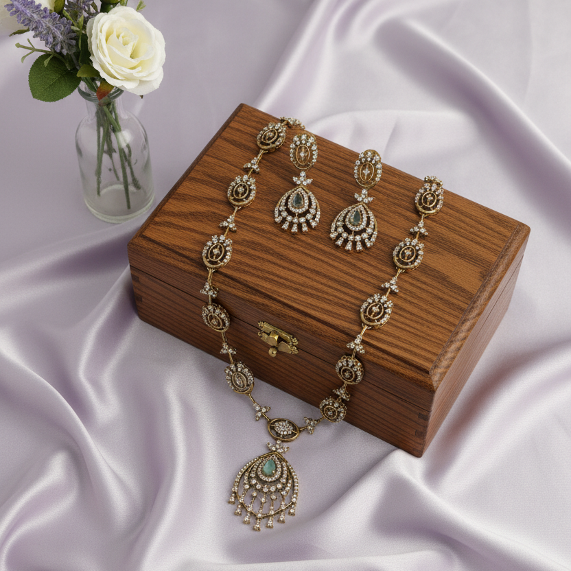 Aqua Vintage AD Necklace Set