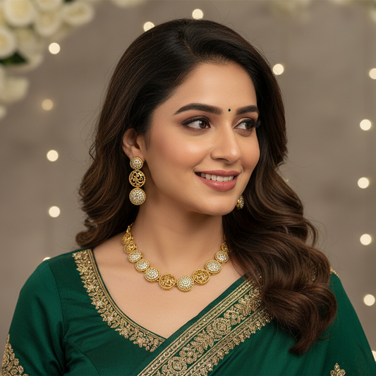 Gold Filigree AD Necklace Set