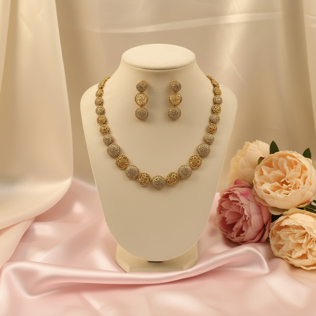 Gold Filigree AD Necklace Set