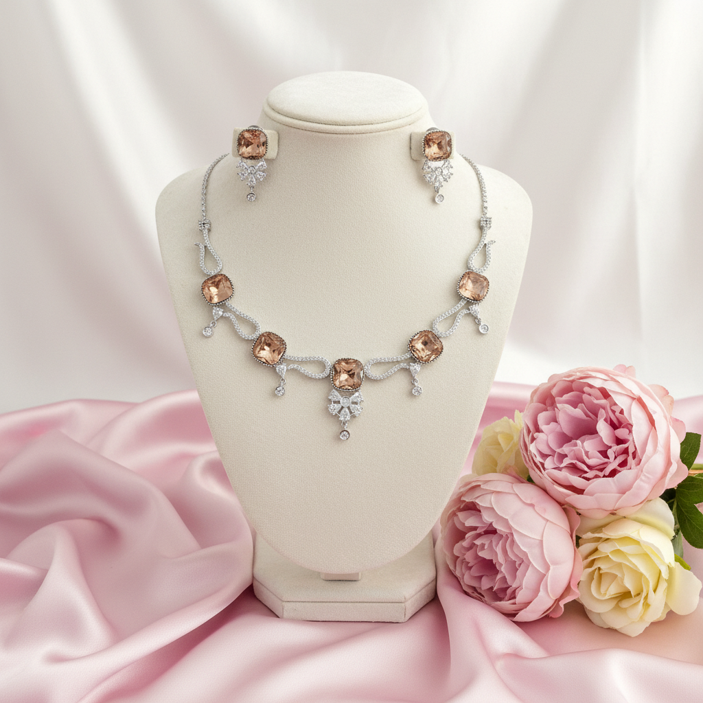 Austrian Crystal Champagne Necklace Set