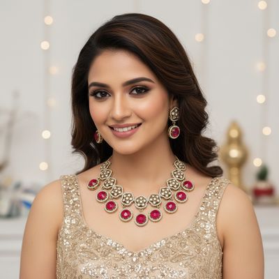 Radha Red Victorian Necklace Set