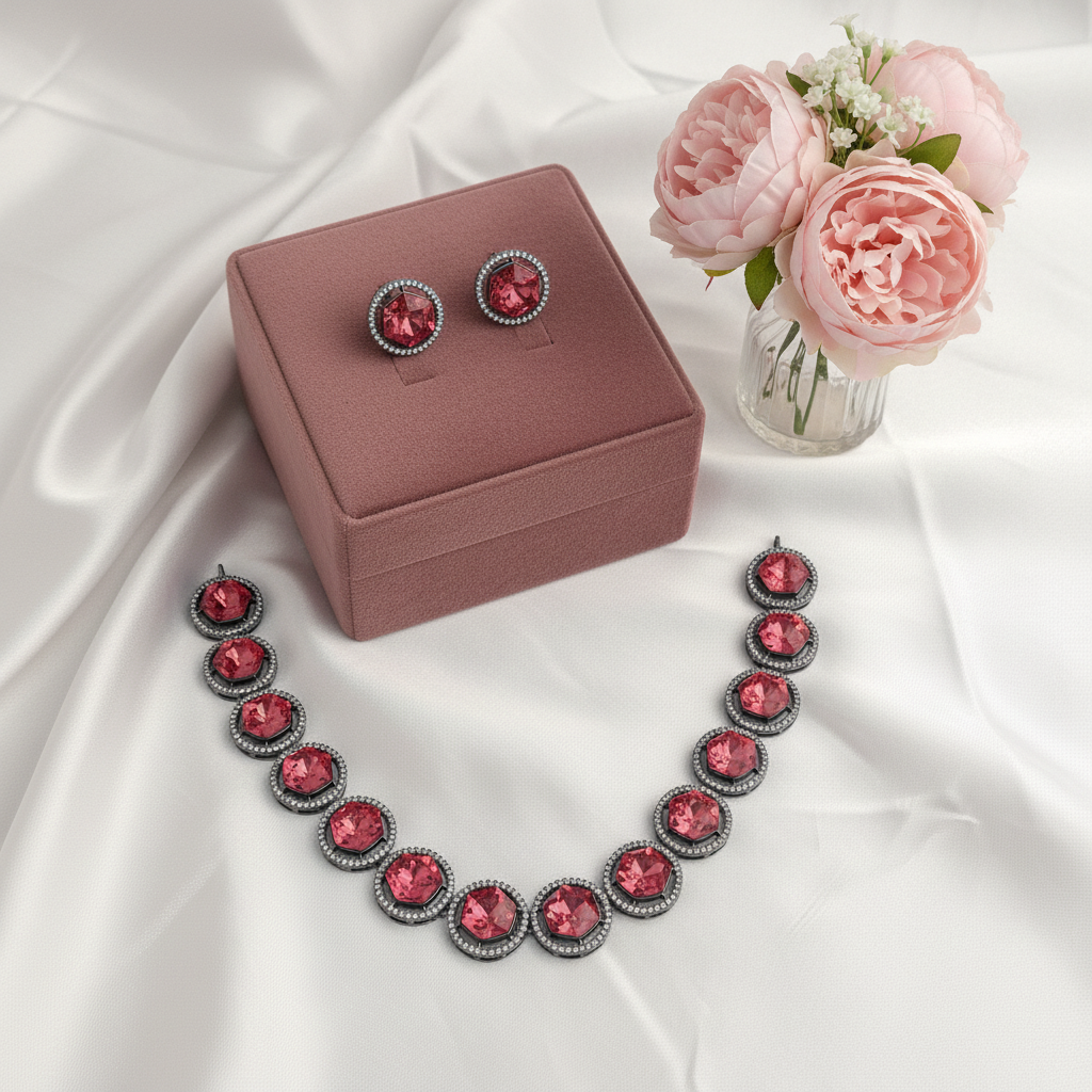 Red Crystal AD Necklace Set
