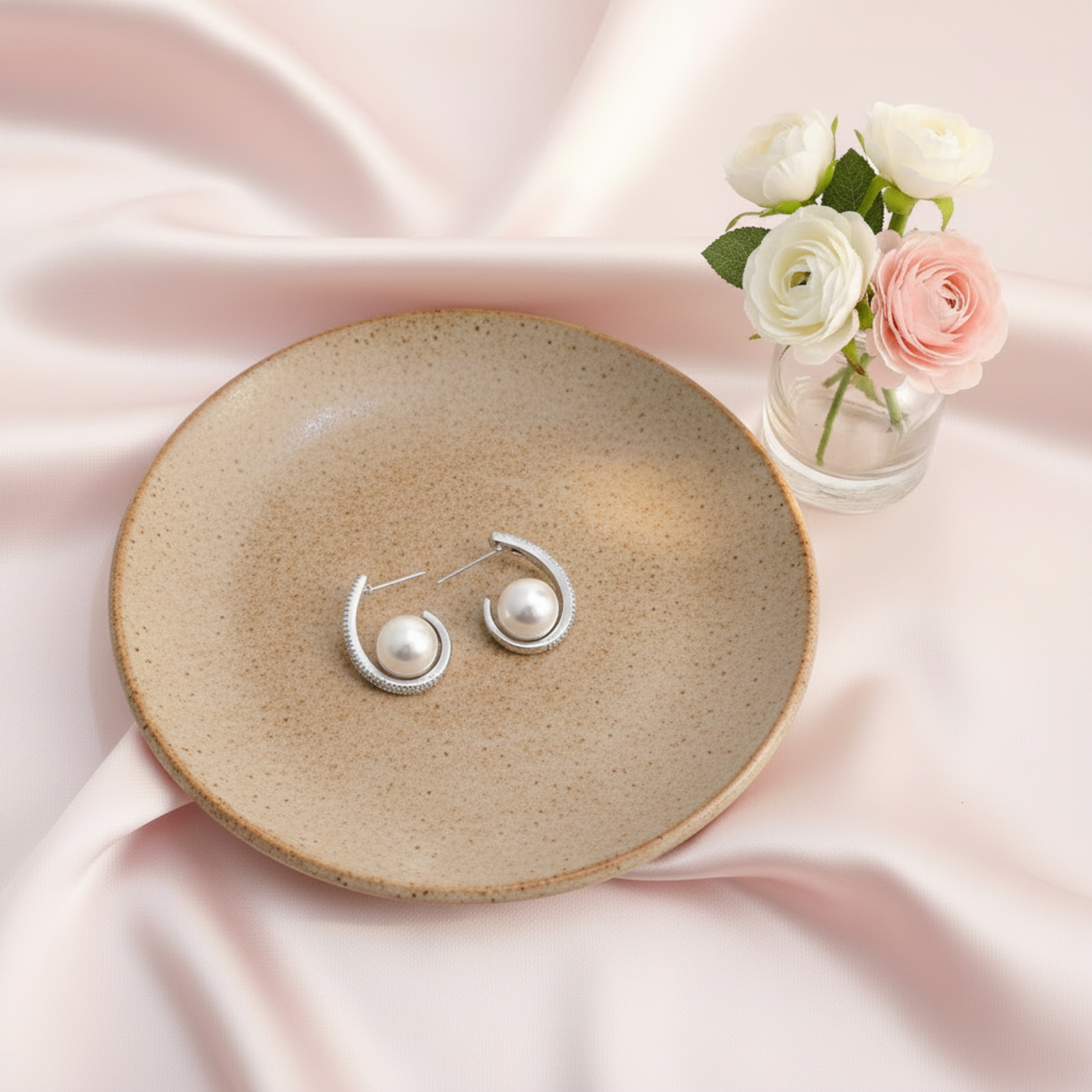 Pearl Glow Hoop Earrings