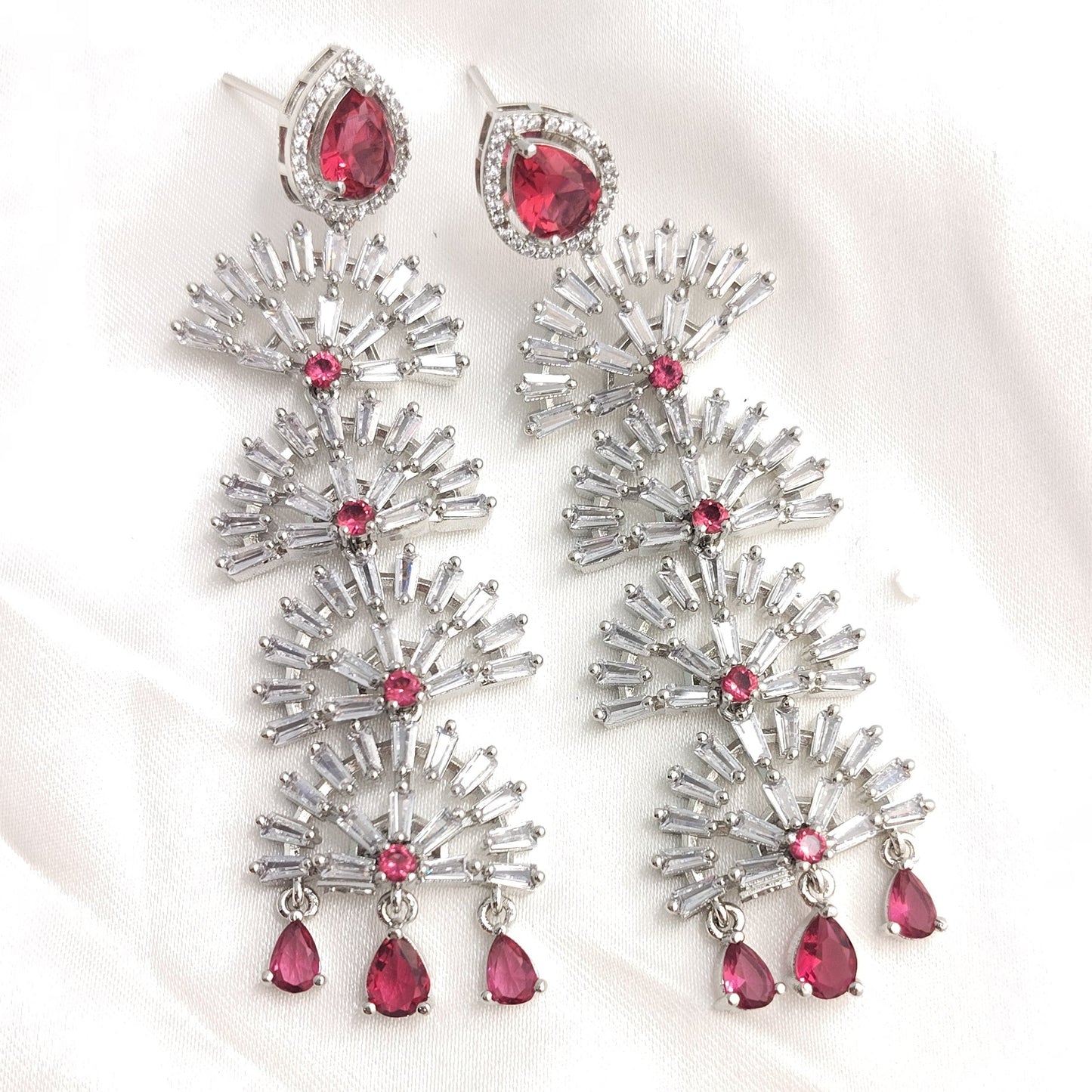 Ruby Sparkle Cascade Earrings