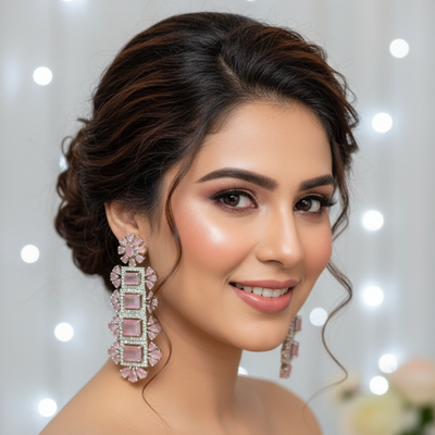 Rosalie Pink Zirconia Statement Earrings
