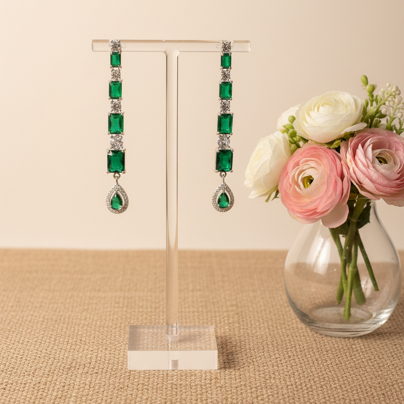 Emerald Cascade Drop Earrings