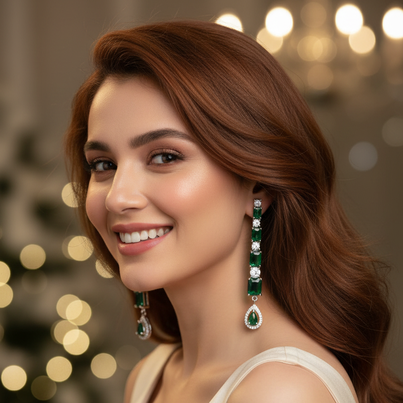Emerald Cascade Drop Earrings
