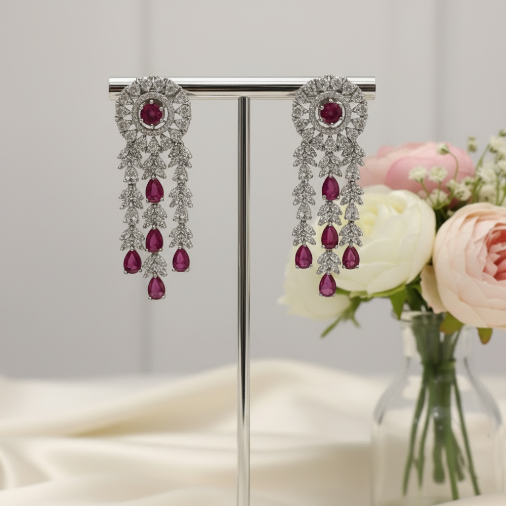 Fuchsia Cascade Chandelier Earrings