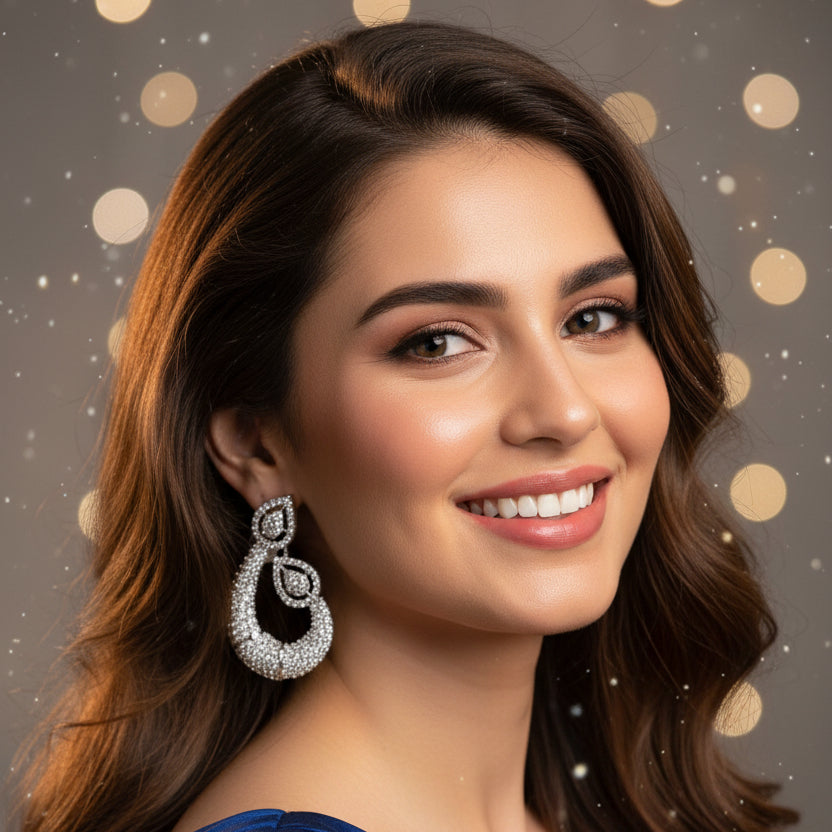 Crystal Leaf Hoop Earrings