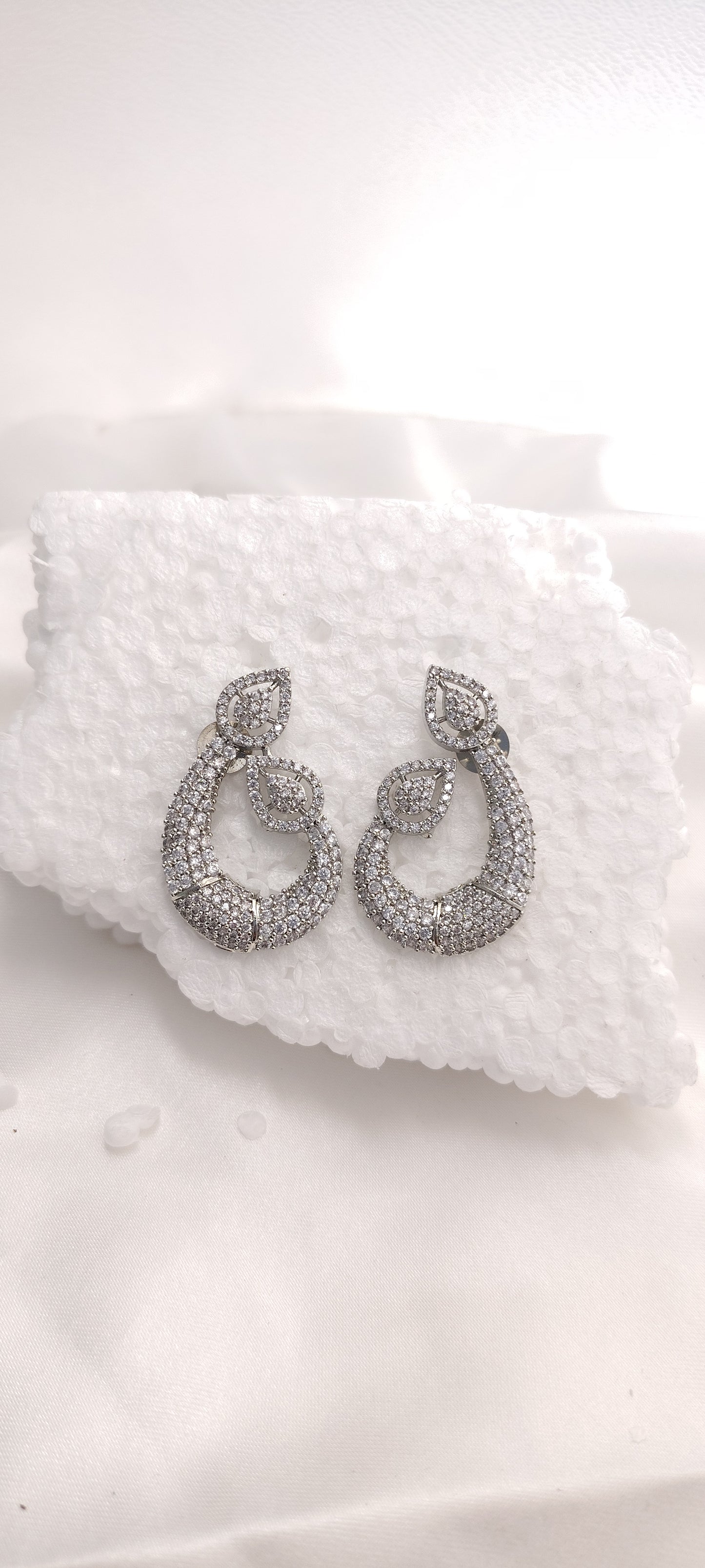 Crystal Leaf Hoop Earrings