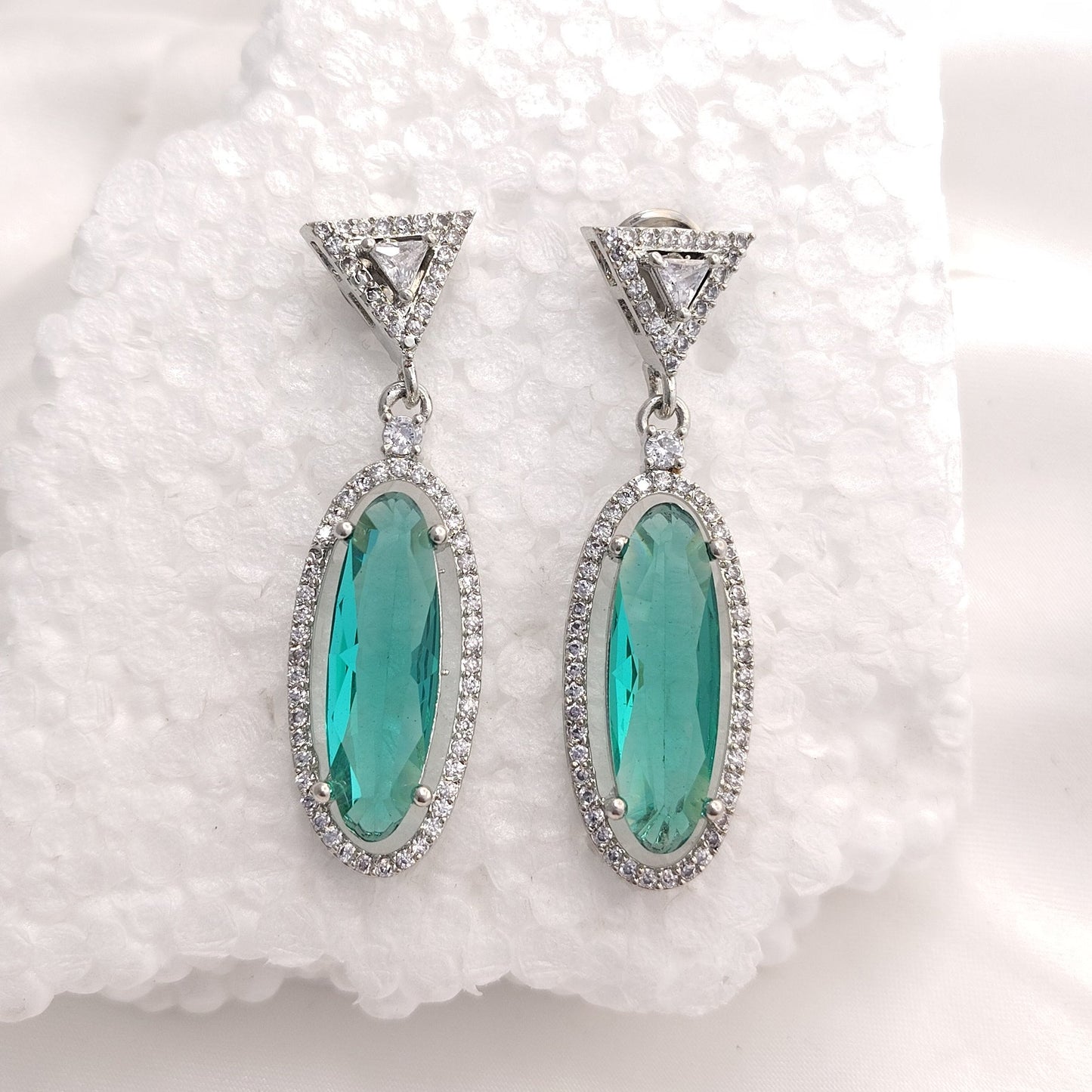 Aqua Crystal Drop Earrings