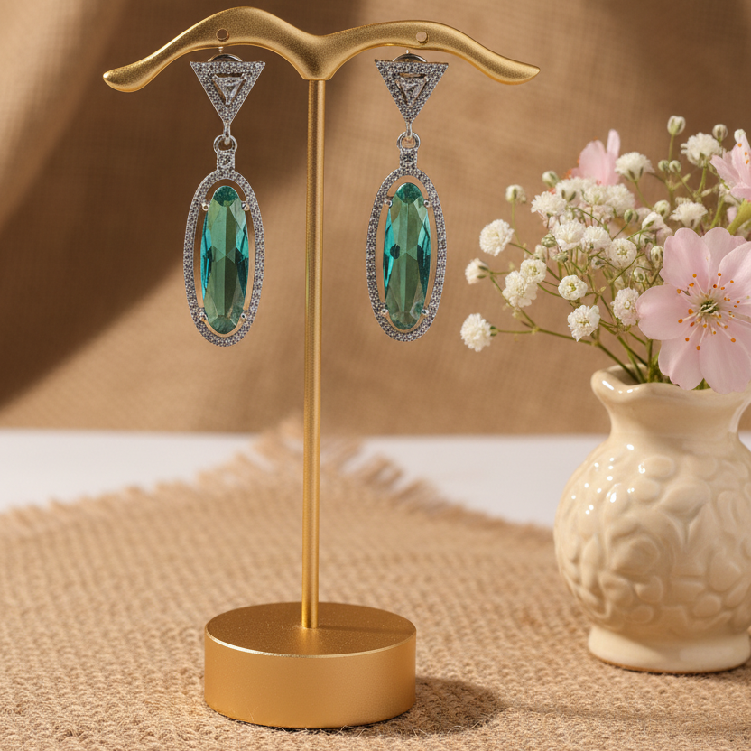Aqua Crystal Drop Earrings