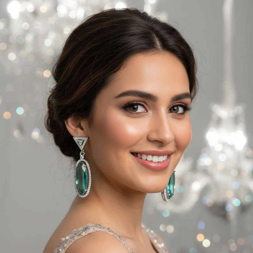 Aqua Crystal Drop Earrings
