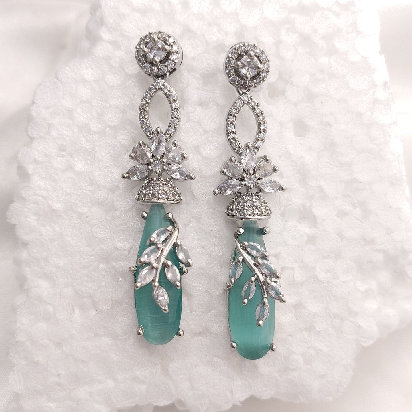 Aqua Bloom Statement Earrings