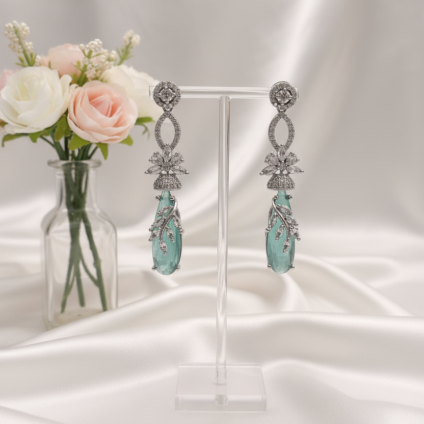 Aqua Bloom Statement Earrings