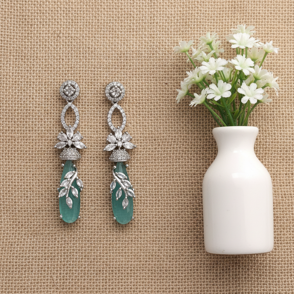 Aqua Bloom Statement Earrings