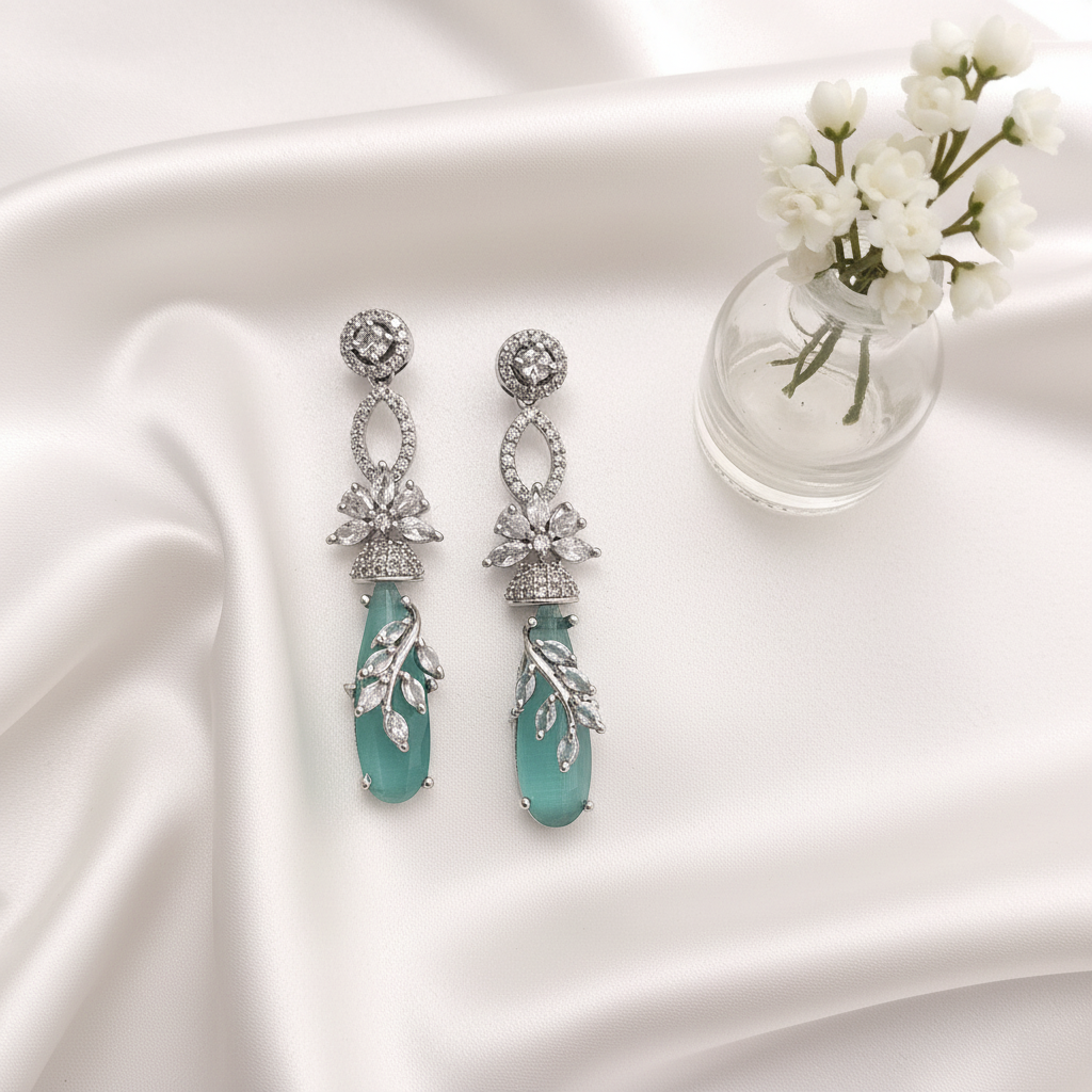 Aqua Bloom Statement Earrings