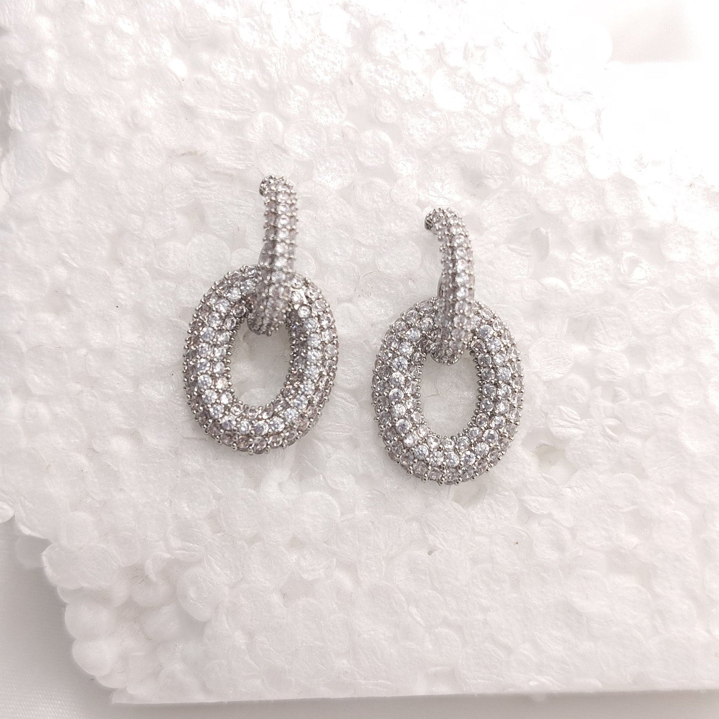 Crystal Oval Link Earrings