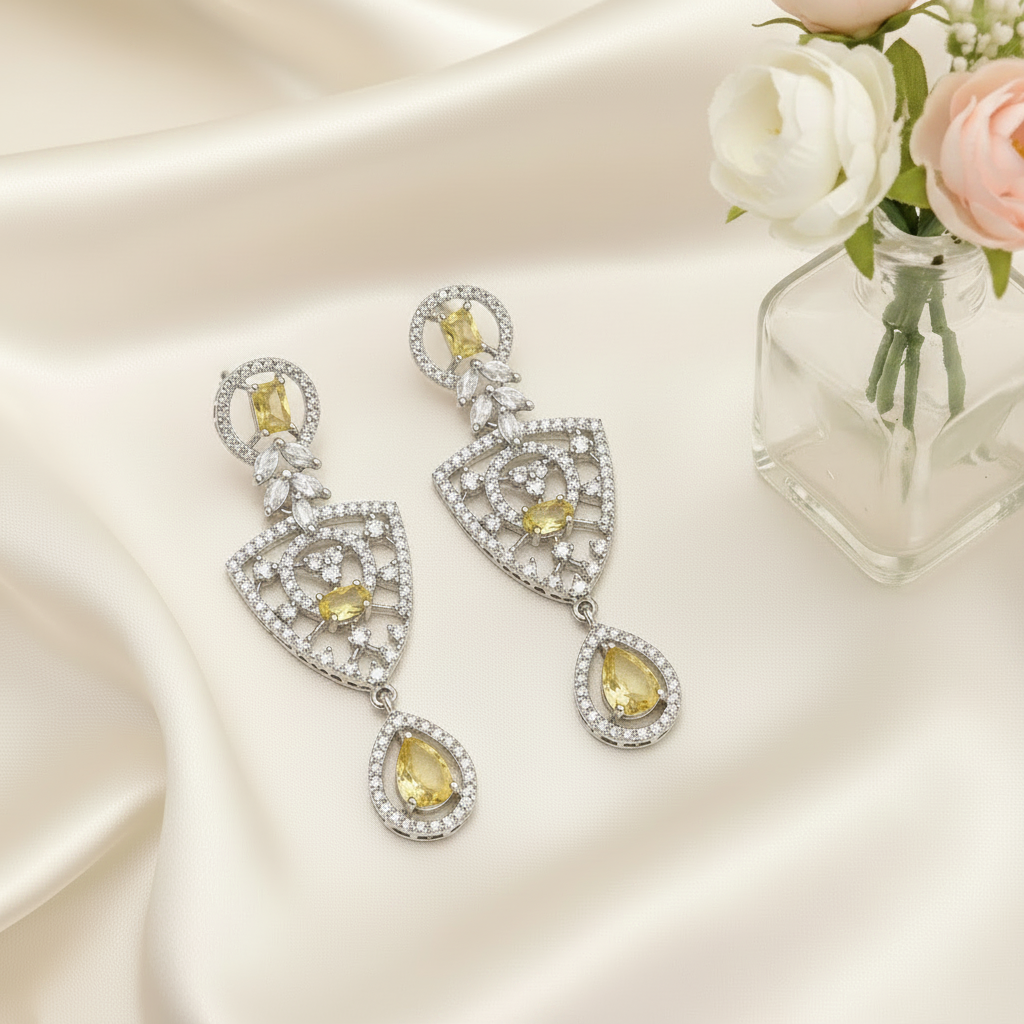 Lemon Crystal Drop Earrings