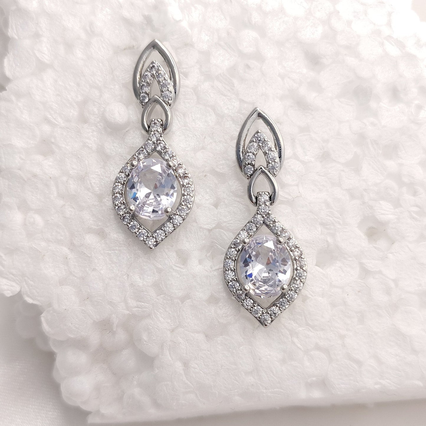 Crystal Leaf Drop Earrings