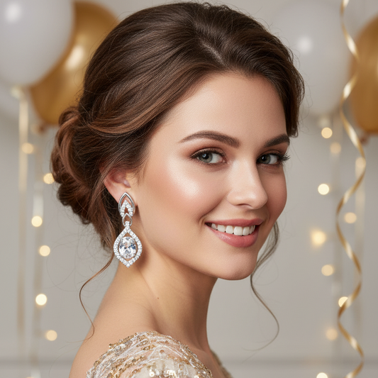 Crystal Leaf Drop Earrings