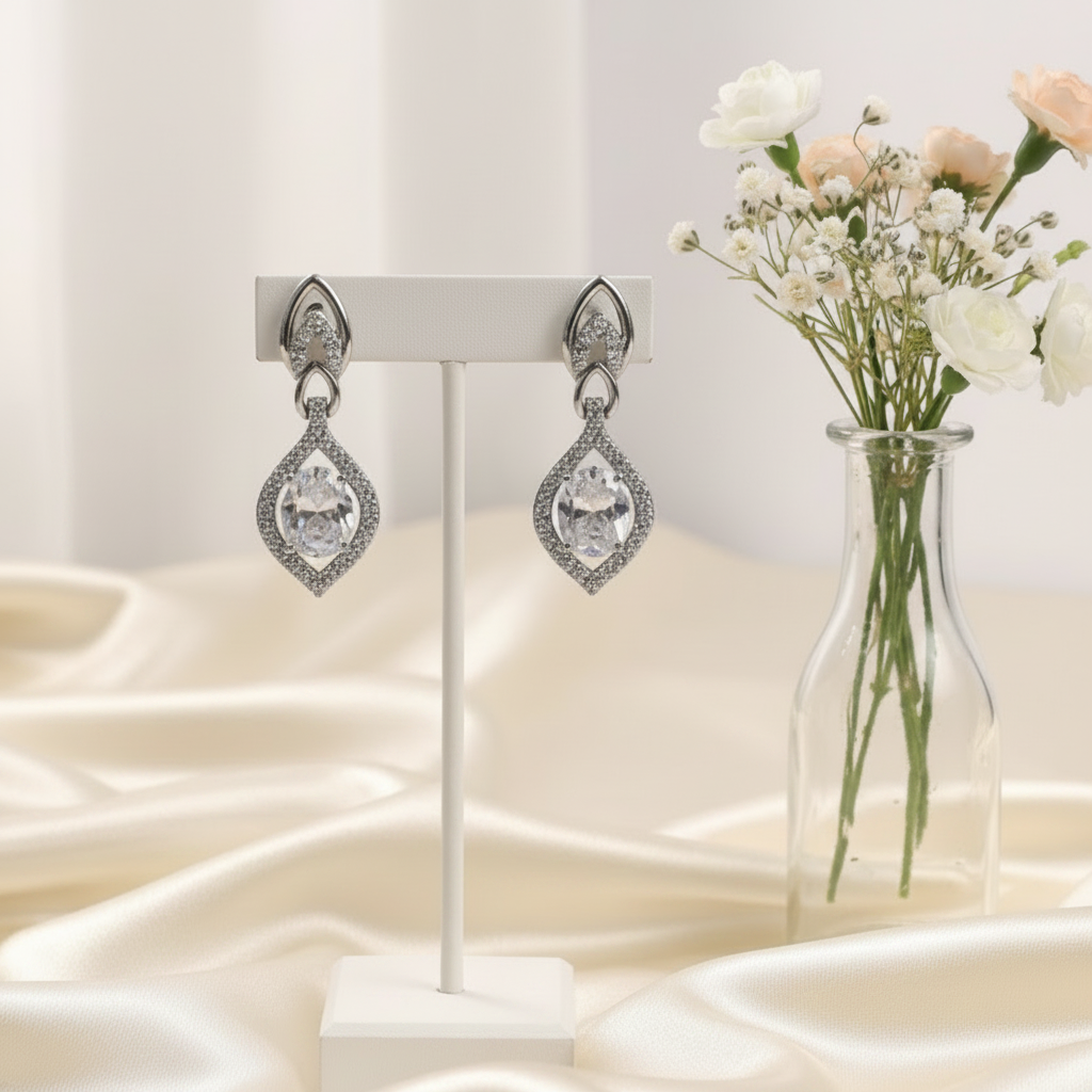 Crystal Leaf Drop Earrings
