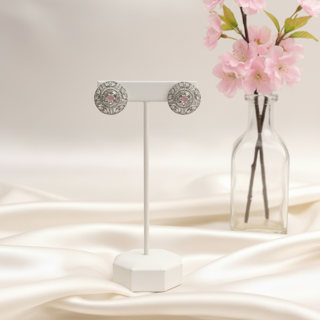 Blush Floral Crystal Studs