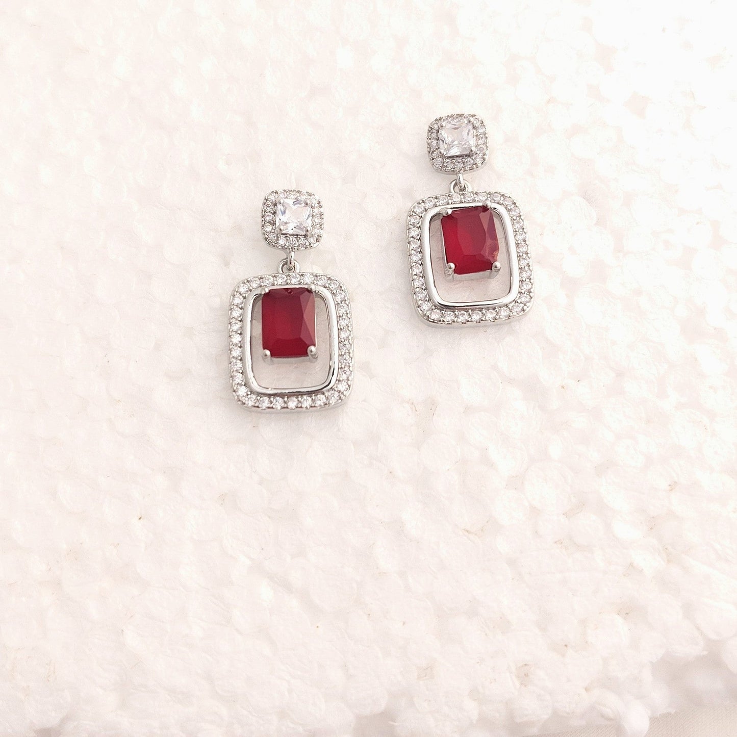 Ruby Halo Drop Earrings