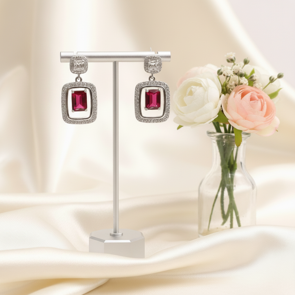 Ruby Halo Drop Earrings