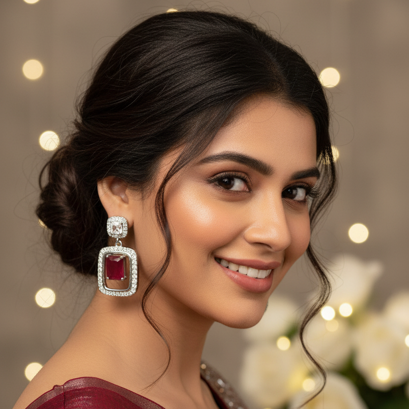 Ruby Halo Drop Earrings