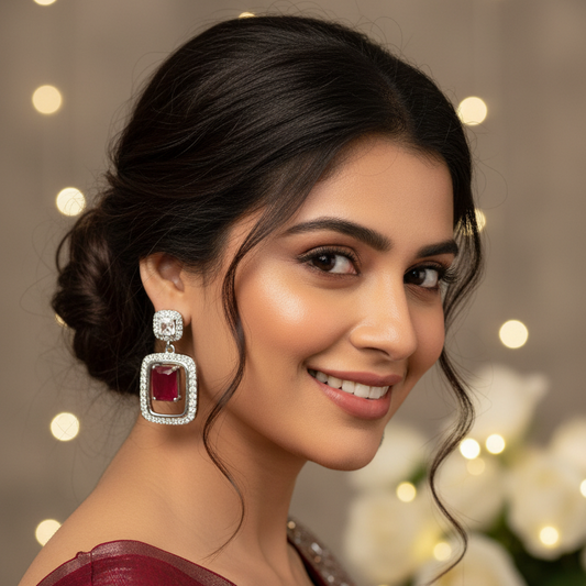 Ruby Halo Drop Earrings