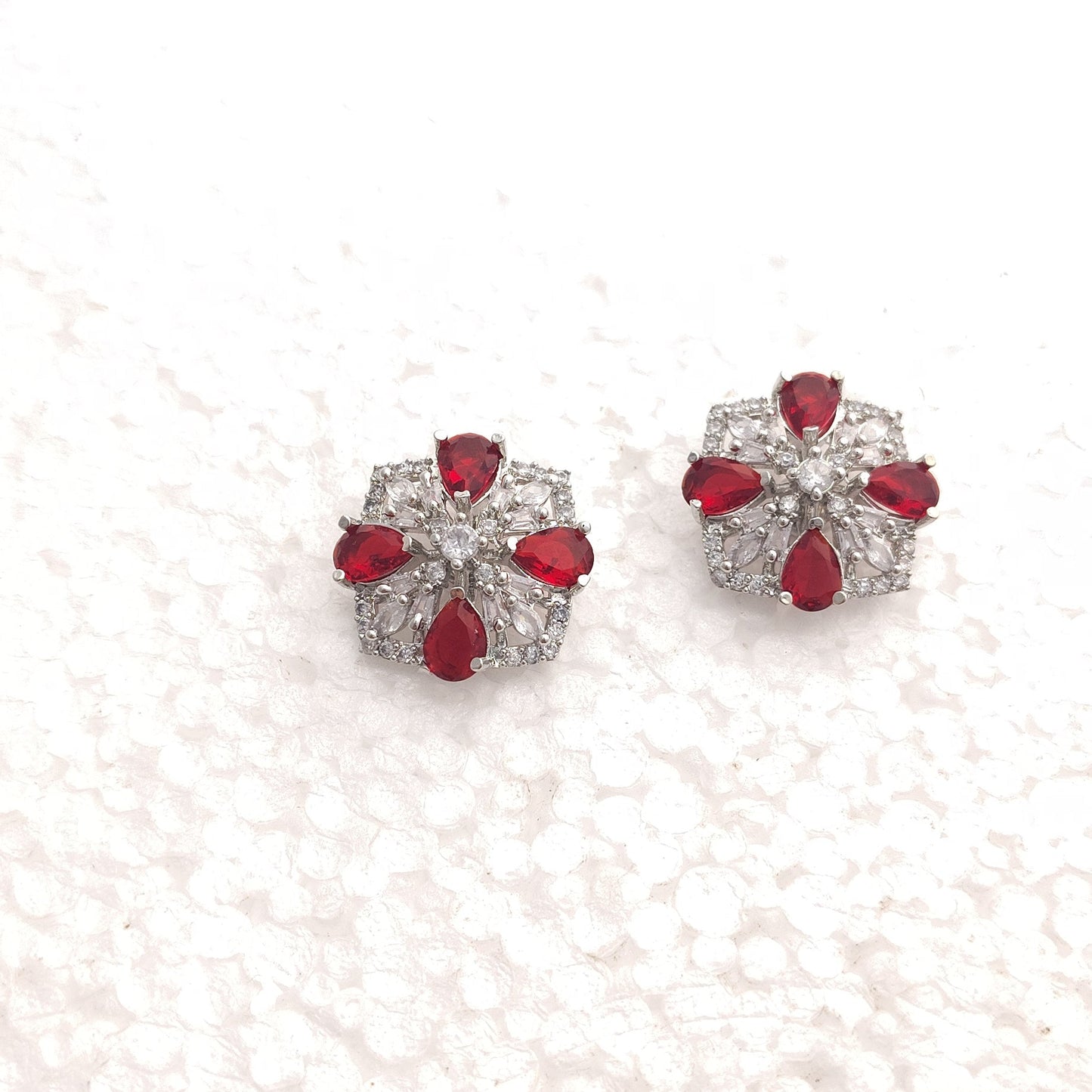 Ruby Blossom Crystal Studs