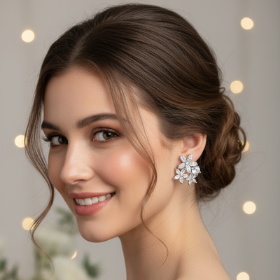 Flora Silver Zirconia Studs