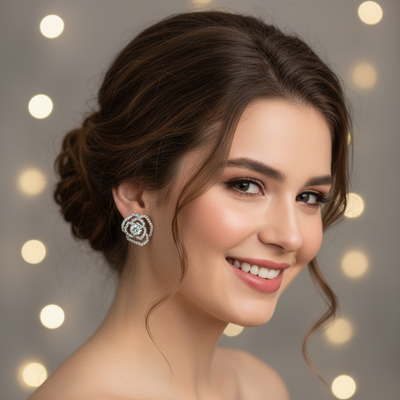 Rosa Silver Zirconia Studs