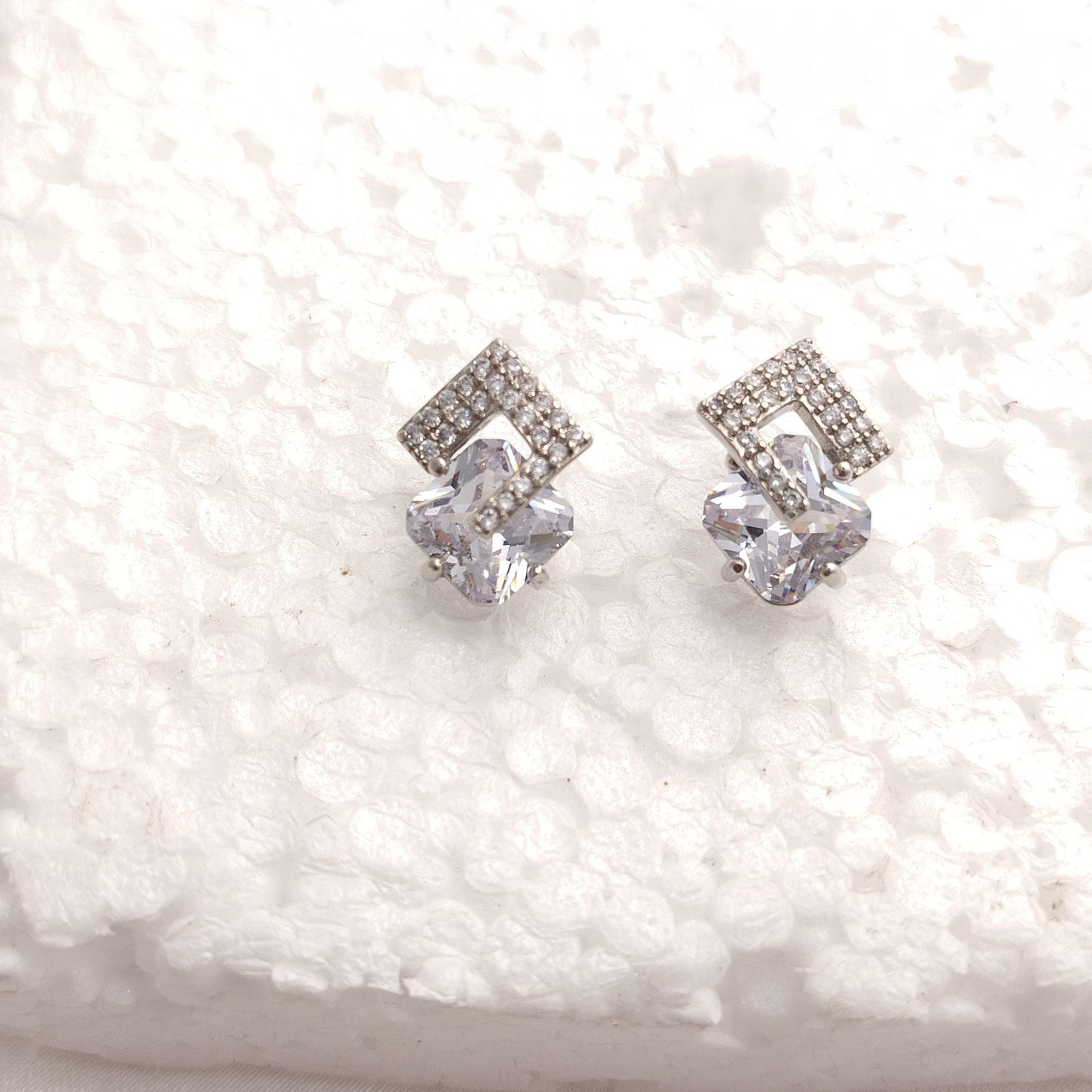 Crystal Clover Charm Studs