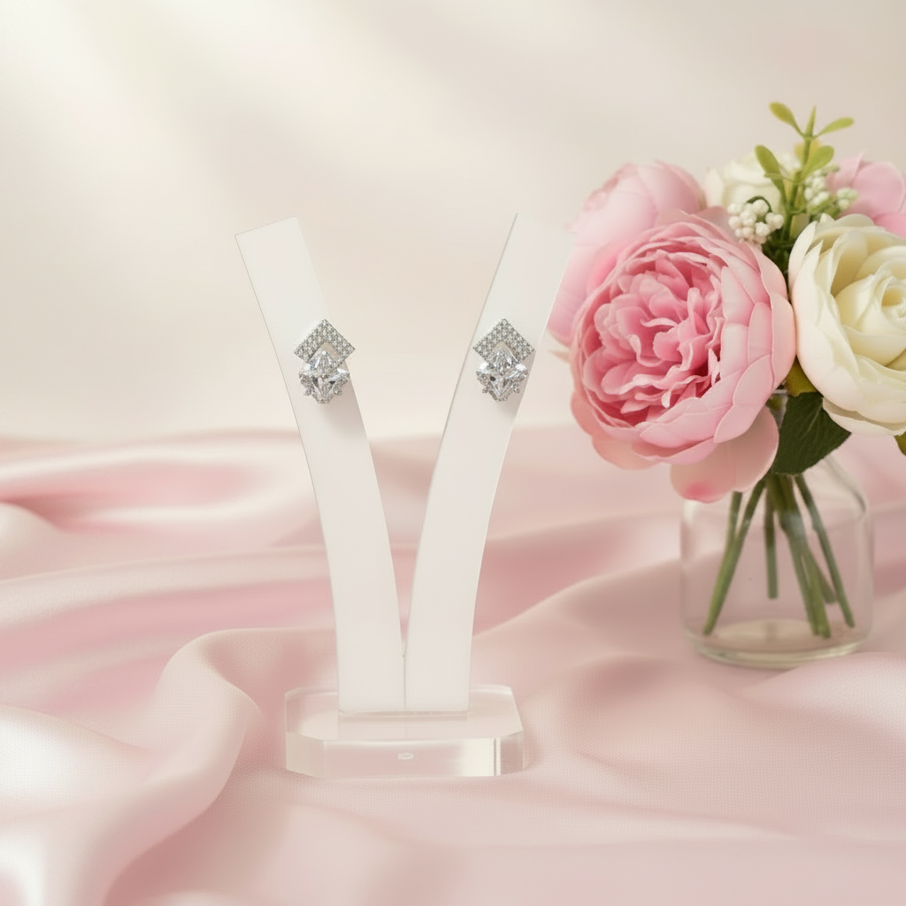 Crystal Clover Charm Studs