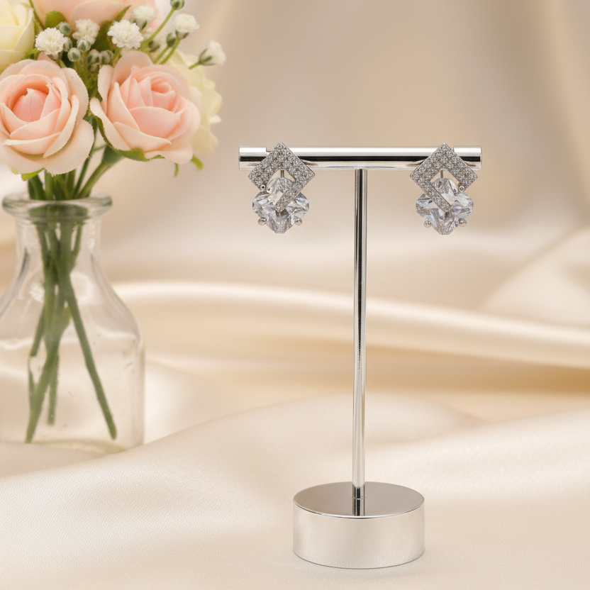 Crystal Clover Charm Studs