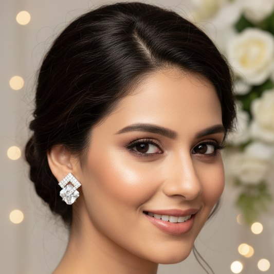 Crystal Clover Charm Studs