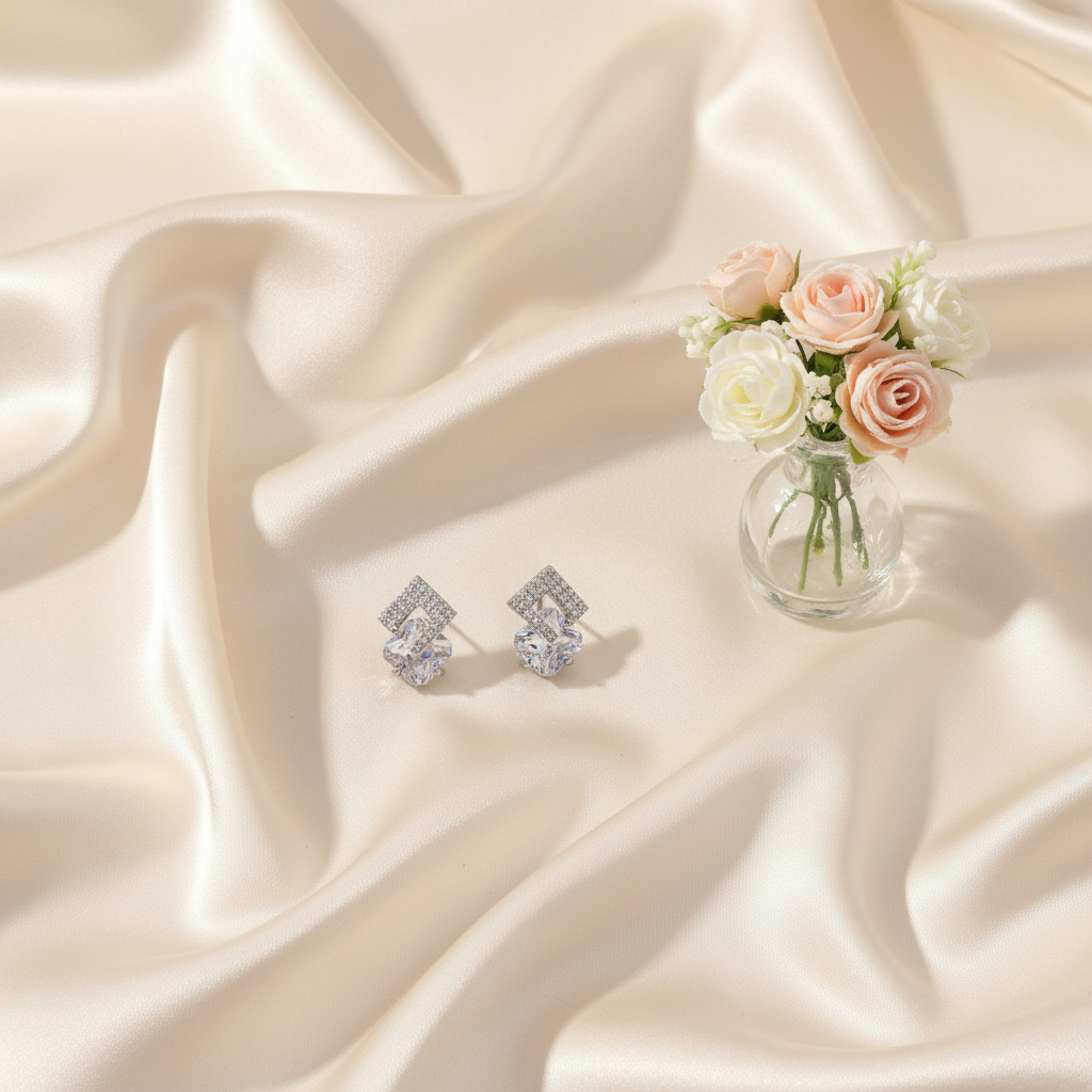 Crystal Clover Charm Studs