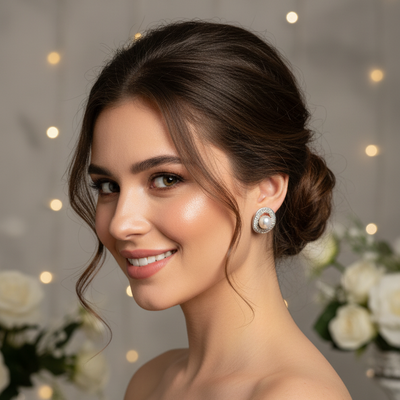 Sia Silver Pearl Zirconia Studs