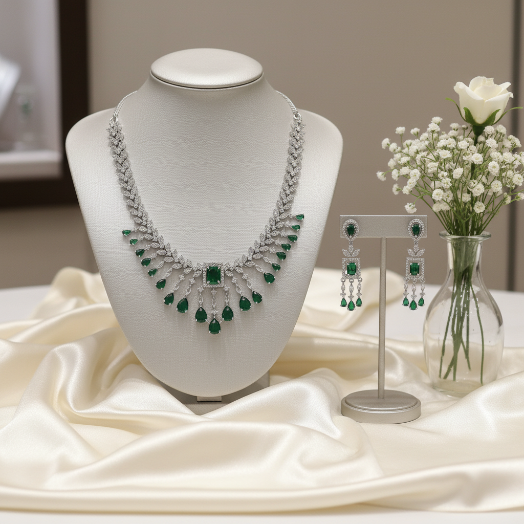 Emerald Green Teardrop Necklace