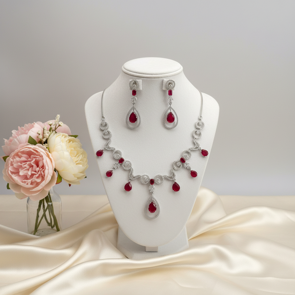 Ruby Red Teardrop Necklace