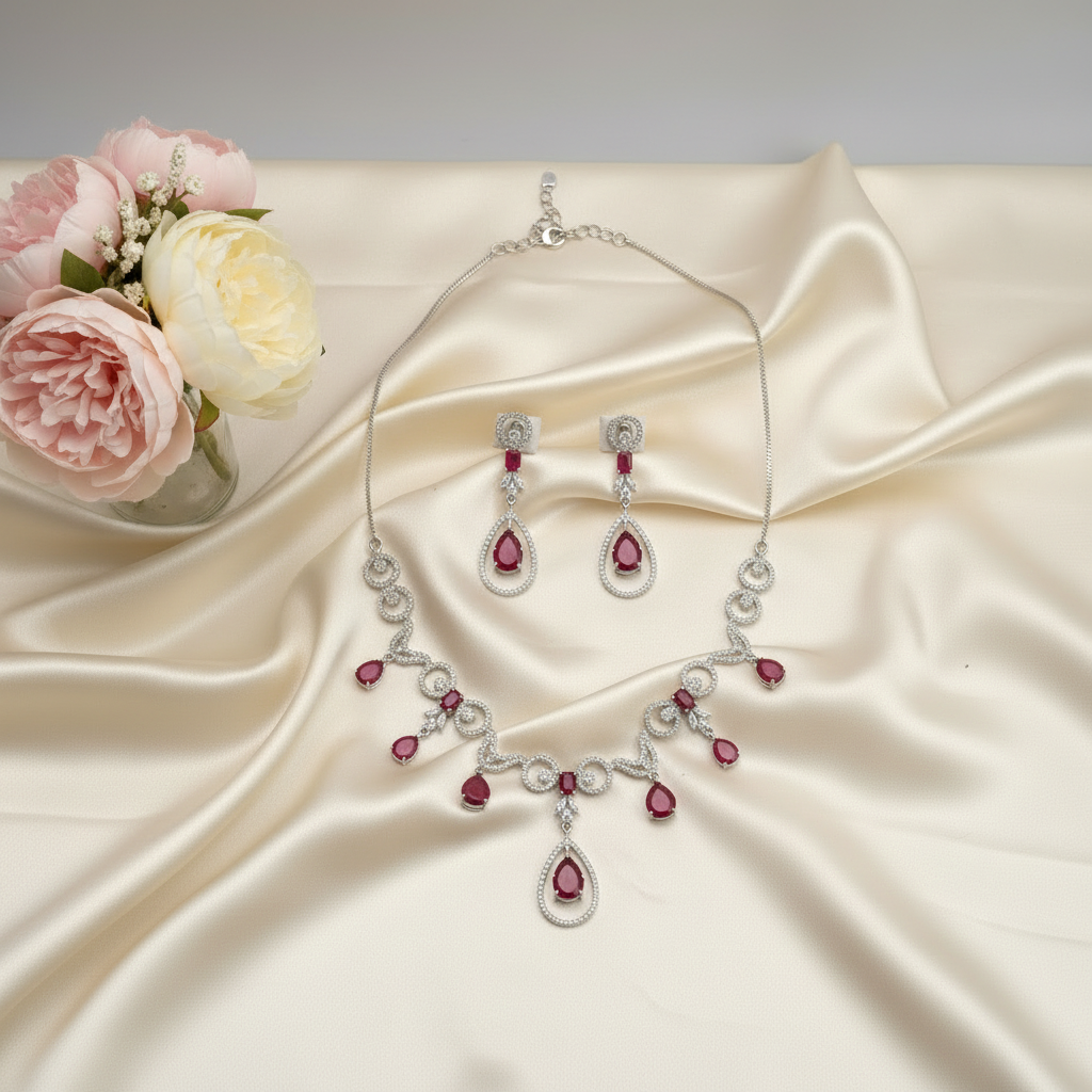 Ruby Red Teardrop Necklace