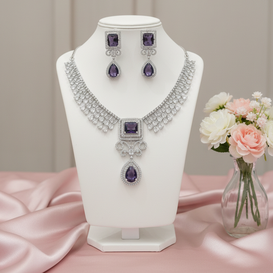 Purple Stone Necklace Set
