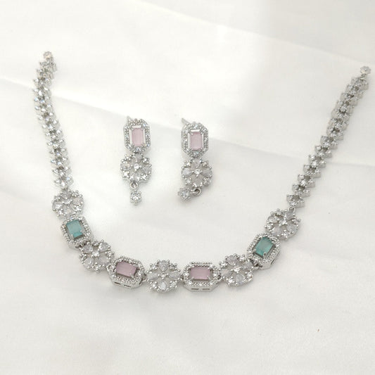 Fuscia Pink Green Necklace set
