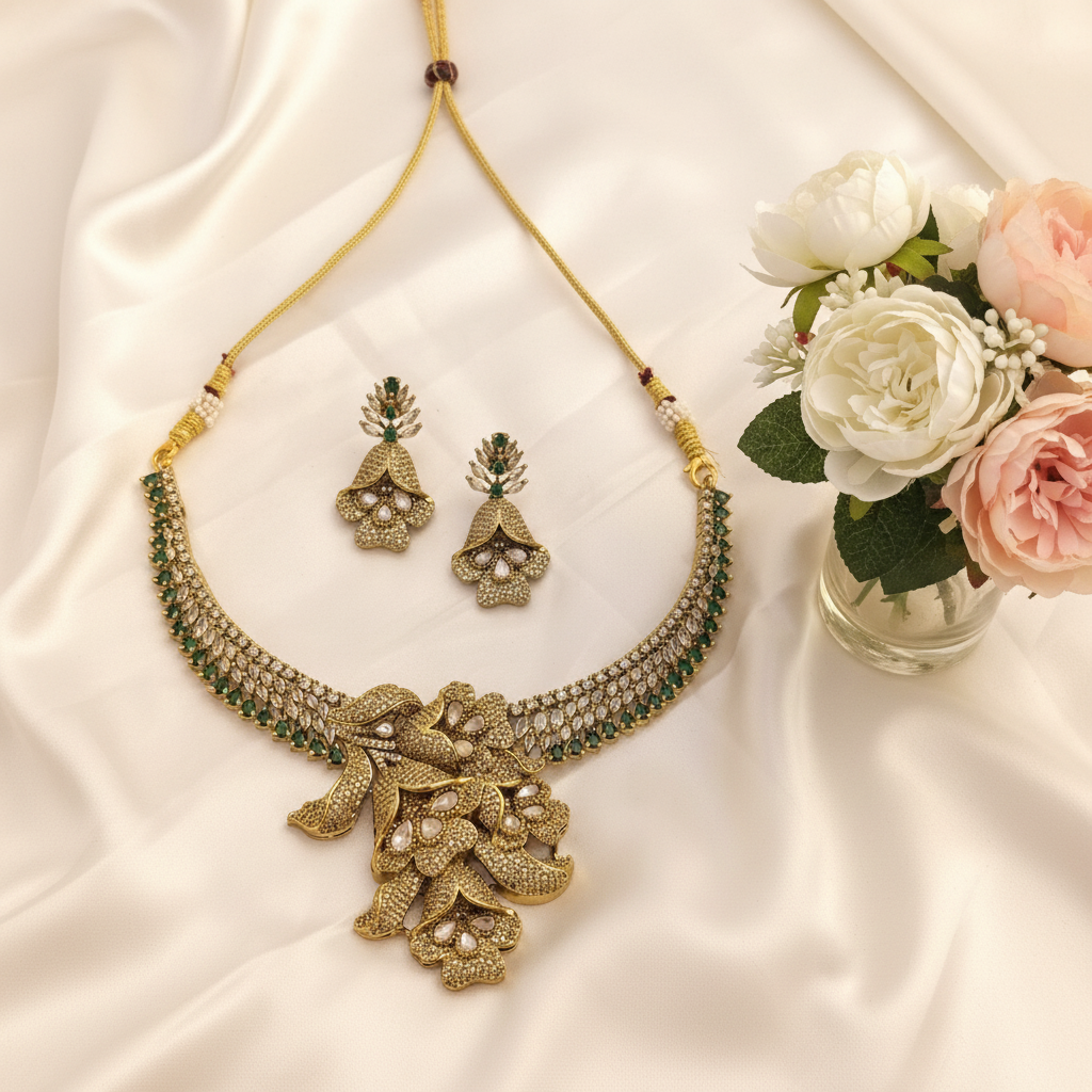 Bella Emerald Hasli Victorian Necklace Set