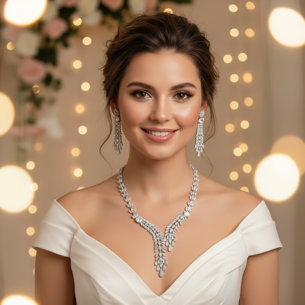 Myra Silver Zirconia Necklace Set