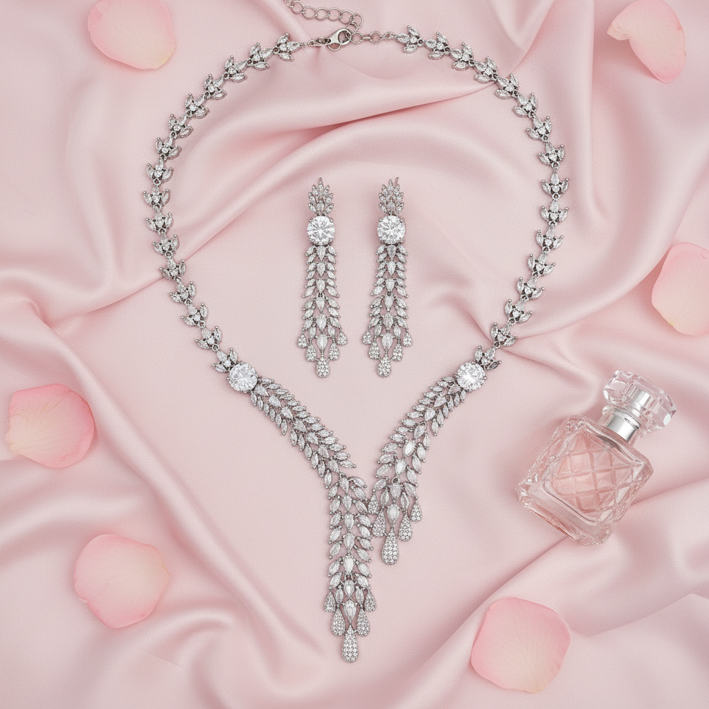 Myra Silver Zirconia Necklace Set