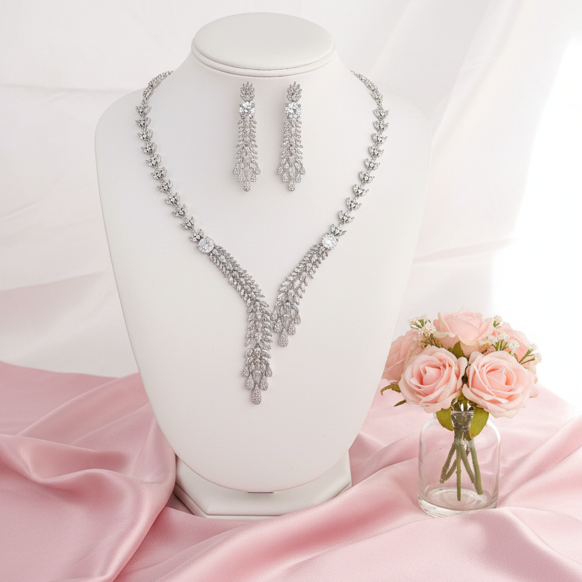 Myra Silver Zirconia Necklace Set