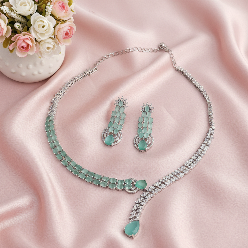 Tara Aqua Hasli Zirconia Necklace Set